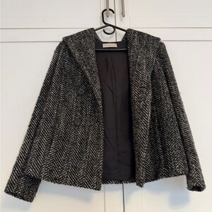 Stefanel Black and White Herringbone Teddy Jacket